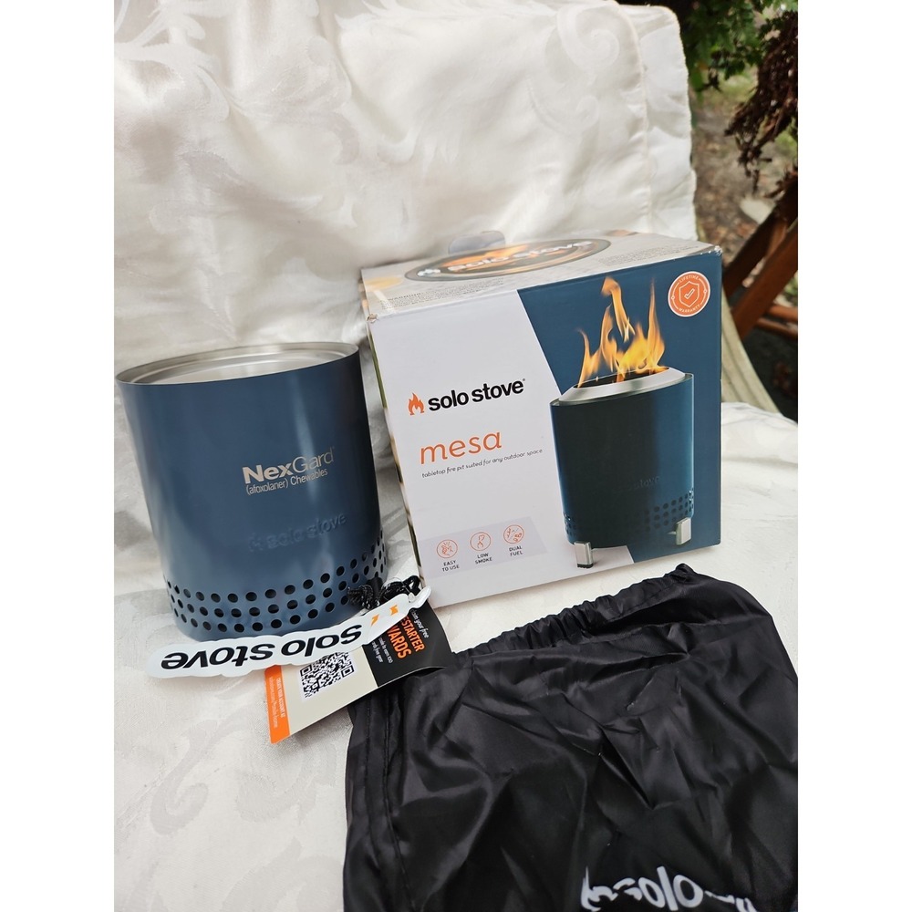 SOLO STOVE Mesa Tabletop Fire Pit Patio Camping‎ Dual Fuel Blue Nex Gard NEW